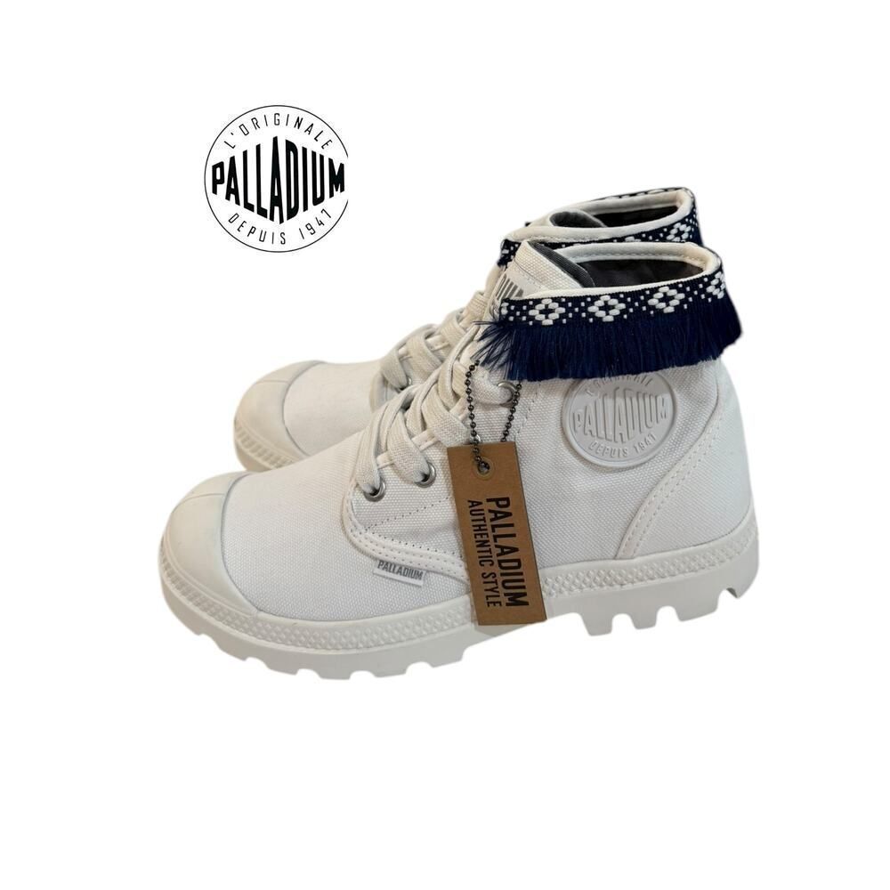 New Palladium Women’s Pampa Hi Star White Custom Canvas Boots 6.5